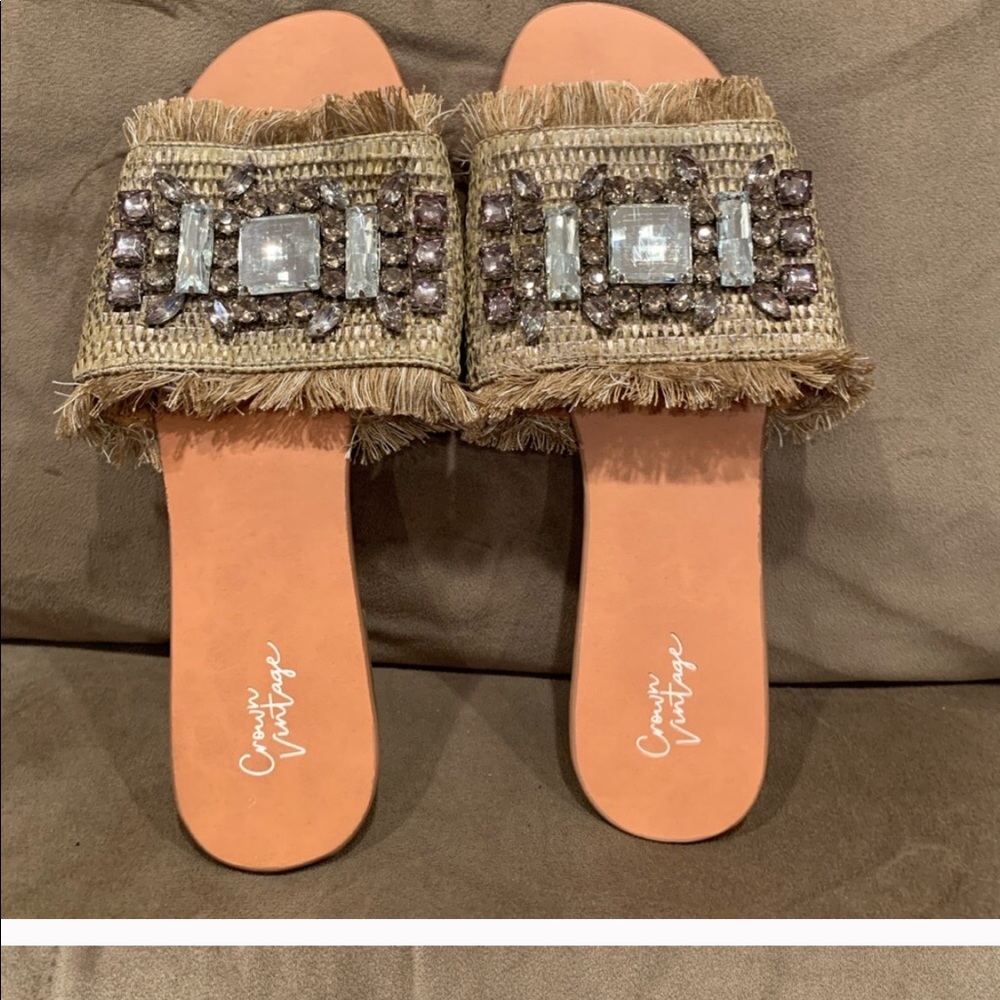 Crown Vintage Gloriana Jeweled flat sandal.